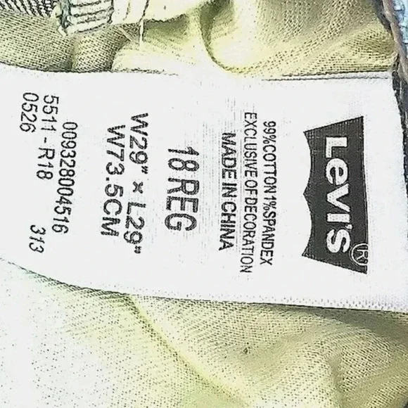 Levi's 511 straight leg slim jeans Size 18R - Picture 5 of 5